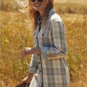 Outerknown Organic Cotton Gray Plaid Blanket Shirt Dress size S
